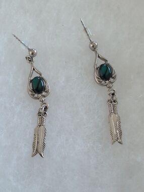 Canadian Ammolite 'Northern Lights' Feather Drop Earrings